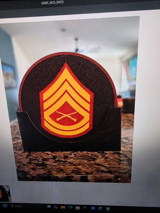 6 Marine Corps Insignia coasters with Holder for all 6